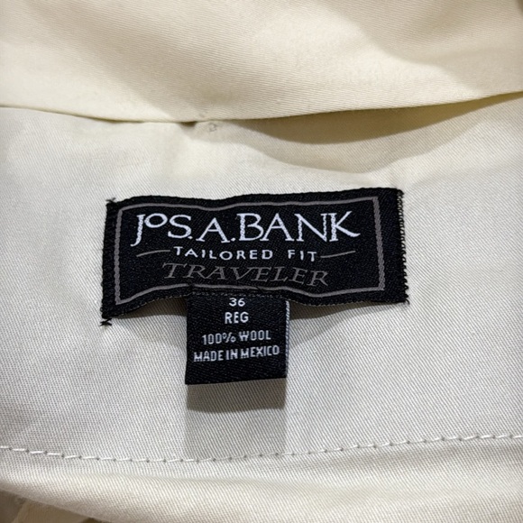 Jos A Bank Traveler Mens Sz 36R Tan Tailored fit 💯 Wool Suit pants lightweight - Picture 2 of 6